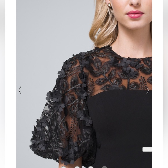 CARMEN MARC VALVO 3D Floral-Appliqué Black Sheath Dress Bnwt size 16 - Picture 6 of 6